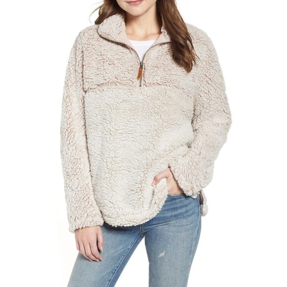 Thread & Supply Beige & Blush Two Tone Pullover Sherpa Jacket S - Picture 1 of 4